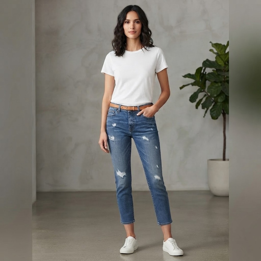 Lucky Brand Sweet Crop Distressed Medium Wash Jeans Size 10 30